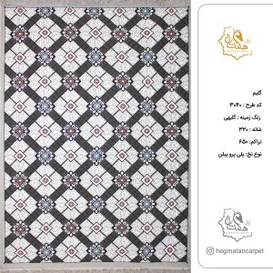 گلیم فرش هگمتان 320 شانه کد 3040 گلبهی